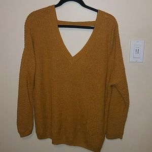 Plunging V back sweater